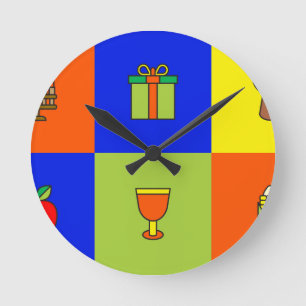 Horloge Ronde bloc de couleurs kwanzaa