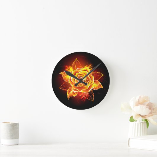 Horloge Ronde Blooming Fire Rose (Maison)