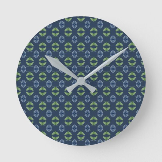 Horloge Ronde Blue And Green Patterned Wall Clock (Recto)
