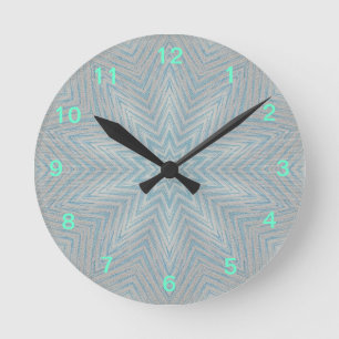 Horloge Ronde Blue and Silver Kaleidoscope Star Pattern Clock