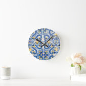 Horloge Ronde Blue and yellow tile, Portugal (Maison)