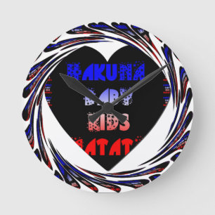 Horloge Ronde Blue Black Hakuna Matata Baby Kids Design.png