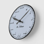 Horloge Ronde Blue Custom Music Notes Round Clock (Angle)