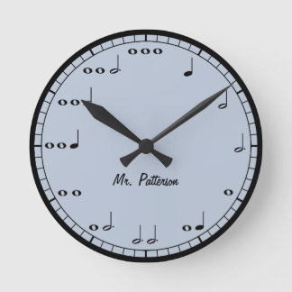 Horloge Ronde Blue Custom Music Notes Round Clock