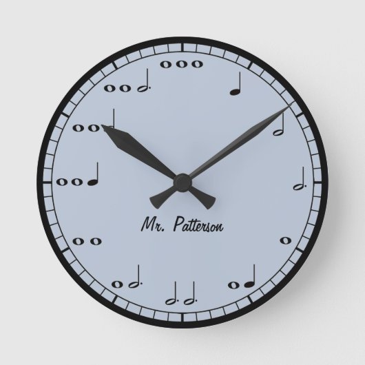 Horloge Ronde Blue Custom Music Notes Round Clock (Recto)