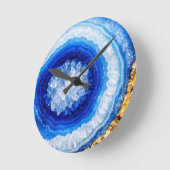 Horloge Ronde Blue Gold Geode Resin Pattern (Angle)