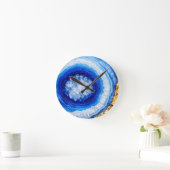 Horloge Ronde Blue Gold Geode Resin Pattern (Maison)