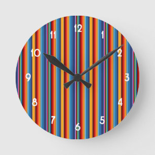 Horloge Ronde Blue Gold Red Sarape mexicaine