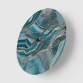 Horloge Ronde Blue Gray Agate Gold Glitter Glam #1 (Angle)