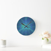Horloge Ronde Blue Green Fractal (Maison)