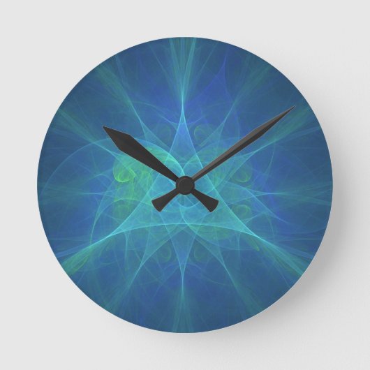 Horloge Ronde Blue Green Fractal (Recto)