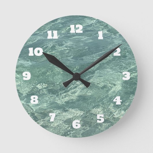 Horloge Ronde Blue Green Water Turquoise Plage côtière Abstraite (Recto)
