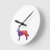 Horloge Ronde Blue Heeler Chien race Silhouette Geo Purple (Angle)