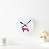 Horloge Ronde Blue Heeler Chien race Silhouette Geo Purple (Maison)
