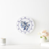 Horloge Ronde Blue Hummingbird Floral (Maison)