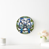 Horloge Ronde Blue Jay Birds Papier Art (Maison)