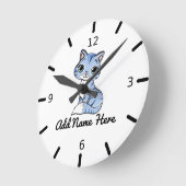 Horloge Ronde Blue Kitten Large Clock (Angle)