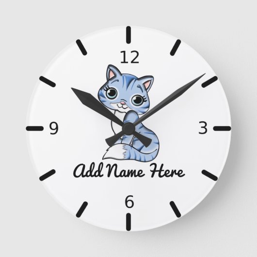 Horloge Ronde Blue Kitten Large Clock (Recto)