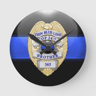 Horloge Ronde Blue Line mince