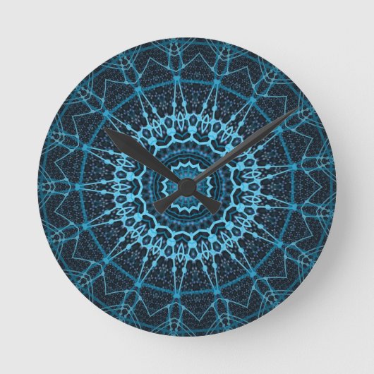 Horloge Ronde Blue Mandala Net Retro Hippie Trippy Boho Chic (Recto)
