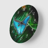 Horloge Ronde Blue Morpho Butterfly Fractal (Angle)