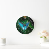 Horloge Ronde Blue Morpho Butterfly Fractal (Maison)
