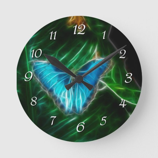 Horloge Ronde Blue Morpho Butterfly Fractal (Recto)