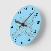Horloge Ronde Blue Octopus Design (Angle)