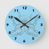 Horloge Ronde Blue Octopus Design (Recto)