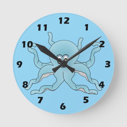 Horloge Ronde Blue Octopus Design (Recto)