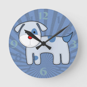 Horloge Ronde Blue Patch Puppy Medium Clock