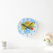 Horloge Ronde Blue Polka-dot Rain Boots (Maison)