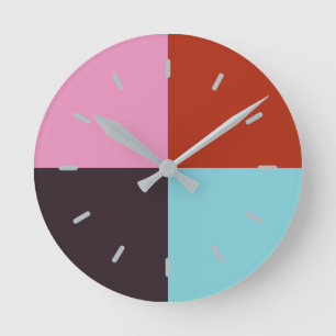 Horloge Ronde Blue Rose rouge