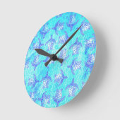 Horloge Ronde Blue Sea Turtle Print (Angle)