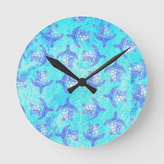 Horloge Ronde Blue Sea Turtle Print (Recto)