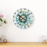 Horloge Ronde Blue Turquoise Gold Floral Mandala<br><div class="desc">Transformez la façon dont vous racontez l'heure avec notre horloge Turquoise & or Floral Mandala Wall Clock. Cette horloge magnifiquement conçue dispose d'un motif de mandala magnifique en turquoise et or vibrants, apportant une touche de couleur et d'un flair artistique à toutes les chambres. Son design complexe sert non seulement...</div>