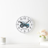 Horloge Ronde Blue Watercolor Tractor Wall Clock (Maison)