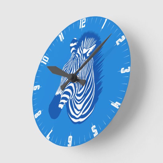 Horloge ronde Blue Zebra (Angle)