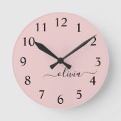 Horloge Ronde Blush Dusty rose moderne Script Girl Monogramme No (Recto)