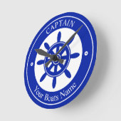 Horloge Ronde Boat name nautical ships wheel (Angle)