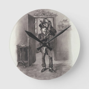 Horloge Ronde Bob Cratchit et Tiny Tim, de "Charles Dickens :