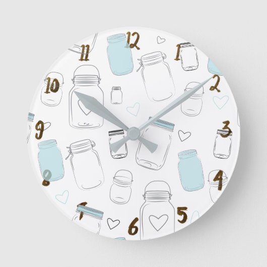 Horloge Ronde Bocaux Mason rustiques de campagne (Recto)