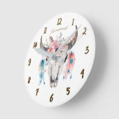 Horloge Ronde Boho Bohemian Cow (Angle)