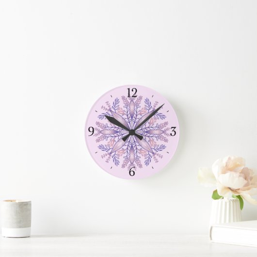 Horloge Ronde Boho Botanical Purple Imaginaire Fleur Mandala (Maison)