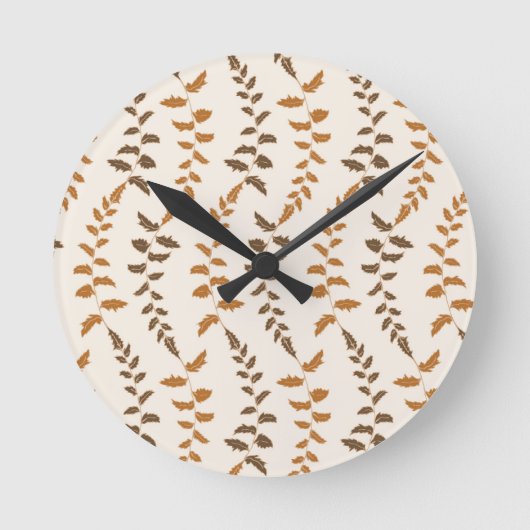 Horloge Ronde Boho Cream Fern Strings - motif sans soudure. (Recto)