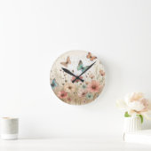 Horloge Ronde Boho Fleurs sauvages & papillons (Maison)