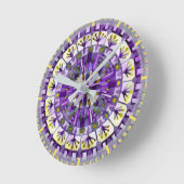 Horloge Ronde Boho Mosaic Tuile Violette - (Angle)