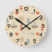 Horloge Ronde Boho Nautical Boat Lighthouse Motif Nursery (Recto)