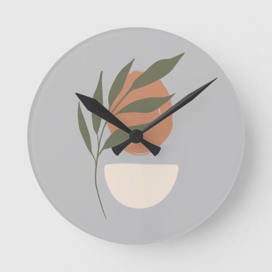 Horloge Ronde Boho Zen minimaliste Botanique (Recto)