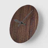 Horloge Ronde Bois Brown foncé rustique clôture en bois Style ch (Angle)